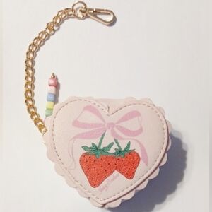 NWOT Juicy Couture Heart Strawberry Keychain Bag Charm Pouch